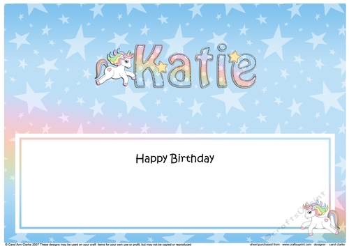 Large DL Happy Birthday KATIE insert - CUP950305_359 | Craftsuprint