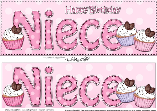 Large DL Happy Birthday NIECE 3D decoupage with Cupcakes - CUP959015 ...