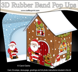 cup752541_359 - 3D Rubber Band Pop Up Christmas Card - Santa has a Christmas Stocking at the Christmas Gingerbread House