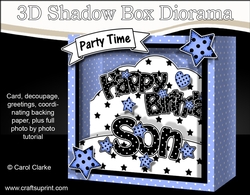 cup873672_359 - 3D Diorama Shadow Box Word Card Mini Kit  -  Happy Birthday SON