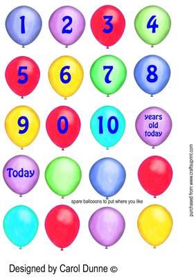 Number Balloons - CUP147885_173 | Craftsuprint