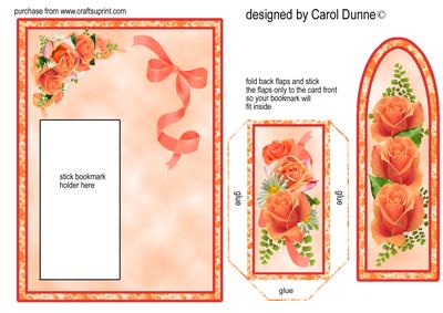 Bookmark Card - Peach Roses - CUP411351_173 | Craftsuprint