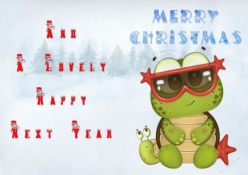 No Cut Just Print Christmas Cards - Childrens Cute Turtle - CUP1185357 ...
