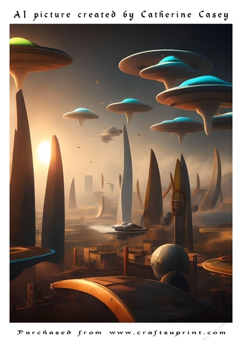 AI (artificial Intelligence) A4 Beautiful Picture of Aliens Landing ...