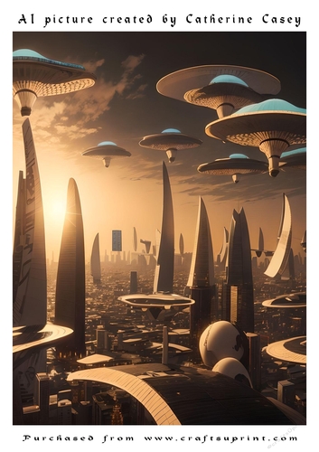 AI (artificial Intelligence) A4 Beautiful Picture of Aliens Landing ...