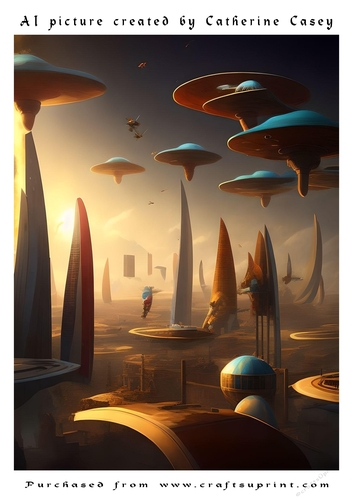 AI (artificial Intelligence) A4 Beautiful Picture of Aliens Landing ...