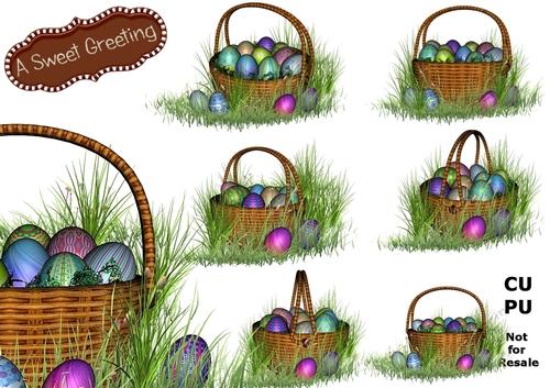 Easter baskets in grass - CUP958619_80573 | Craftsuprint