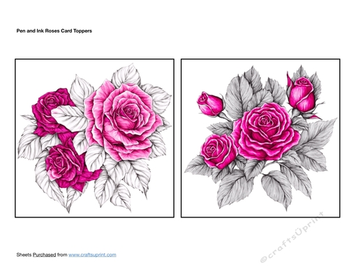 Pen and Ink Roses Card Toppers - CUP1287691_87117 | Craftsuprint
