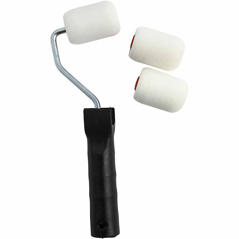 Paint Rollers with Handle, W 5 cm, 1 Set CC10474 Craftsuprint