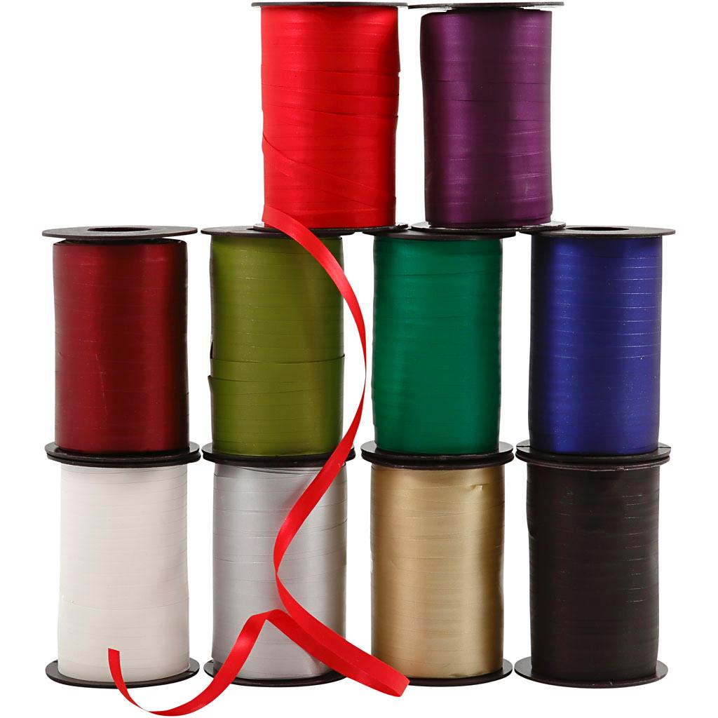 Gift Ribbon, W 10 mm, Asstd Colors, Matt, 10x250 m CC20025