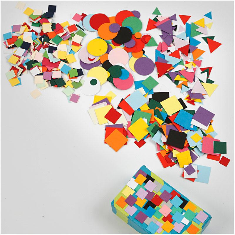 Cardboard Mosaics, Size 10+15+20 mm, Asstd Colors, 1 Assortment