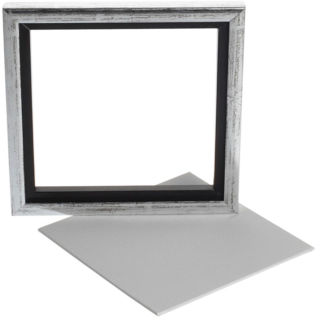 Framed Canvas Panel, Outer Size 20x20 cm, Canvas Panel 17.4x17.4 cm, 1