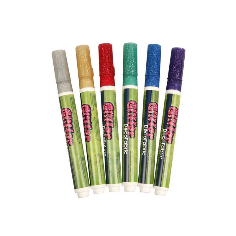 Glitter Deco Fabric Marker, 3 mm Line, 6 Asstd CC25096 Craftsuprint