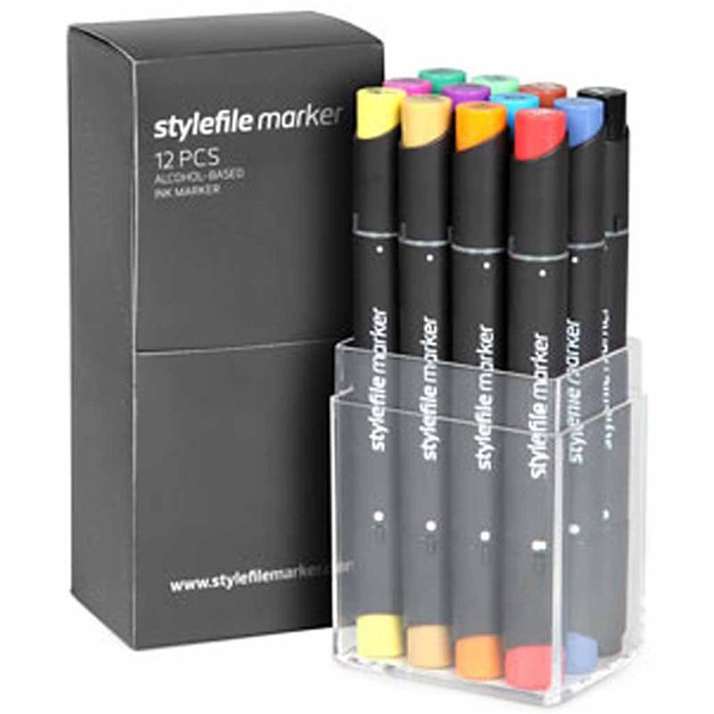 Stylefile Marker, Thickness 1+2+7 mm Line, 12 Asstd CC300040