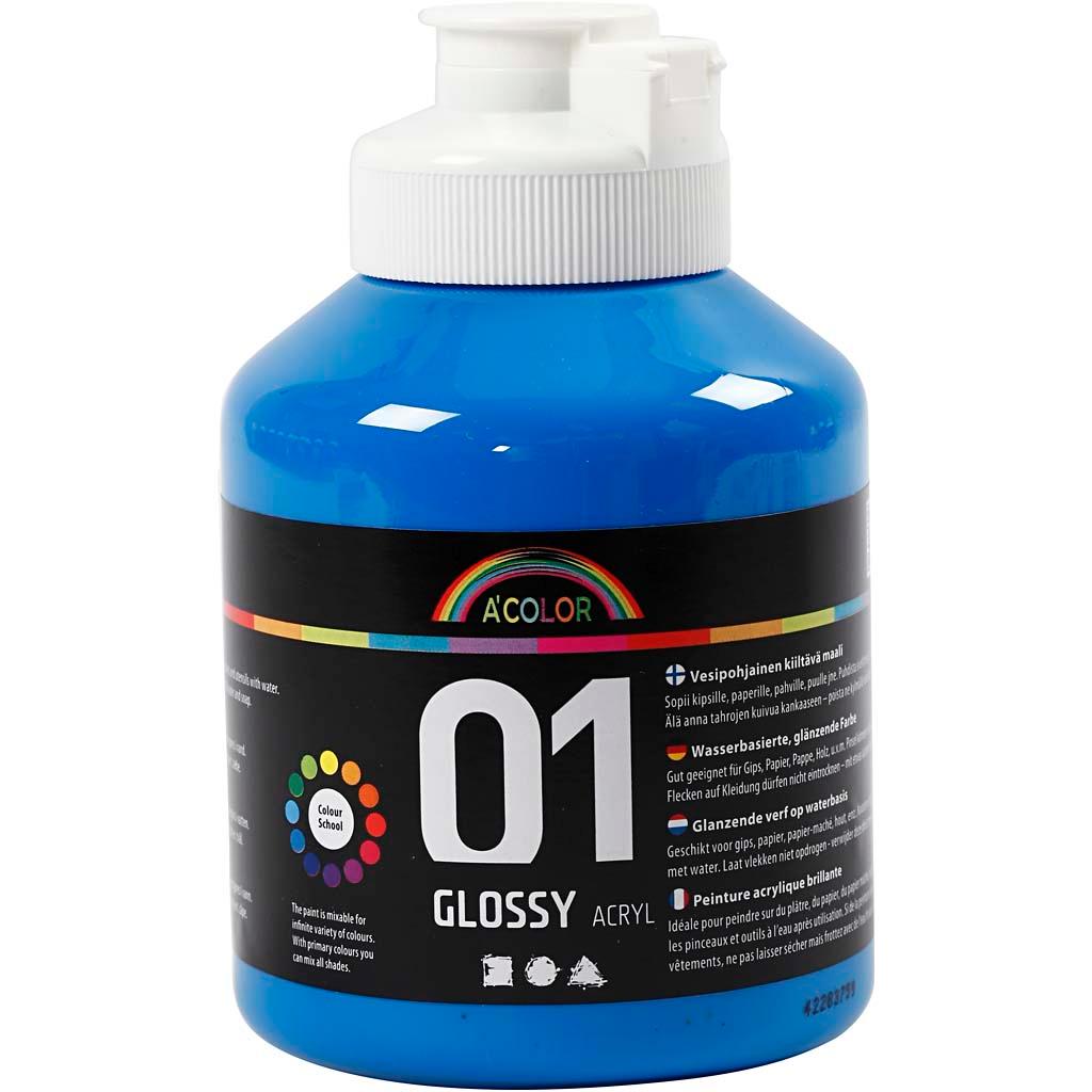 Acolor Glossy Acrylic Paint, Primary Blue, 01 Glossy, 500 ml CC32008 Craftsuprint