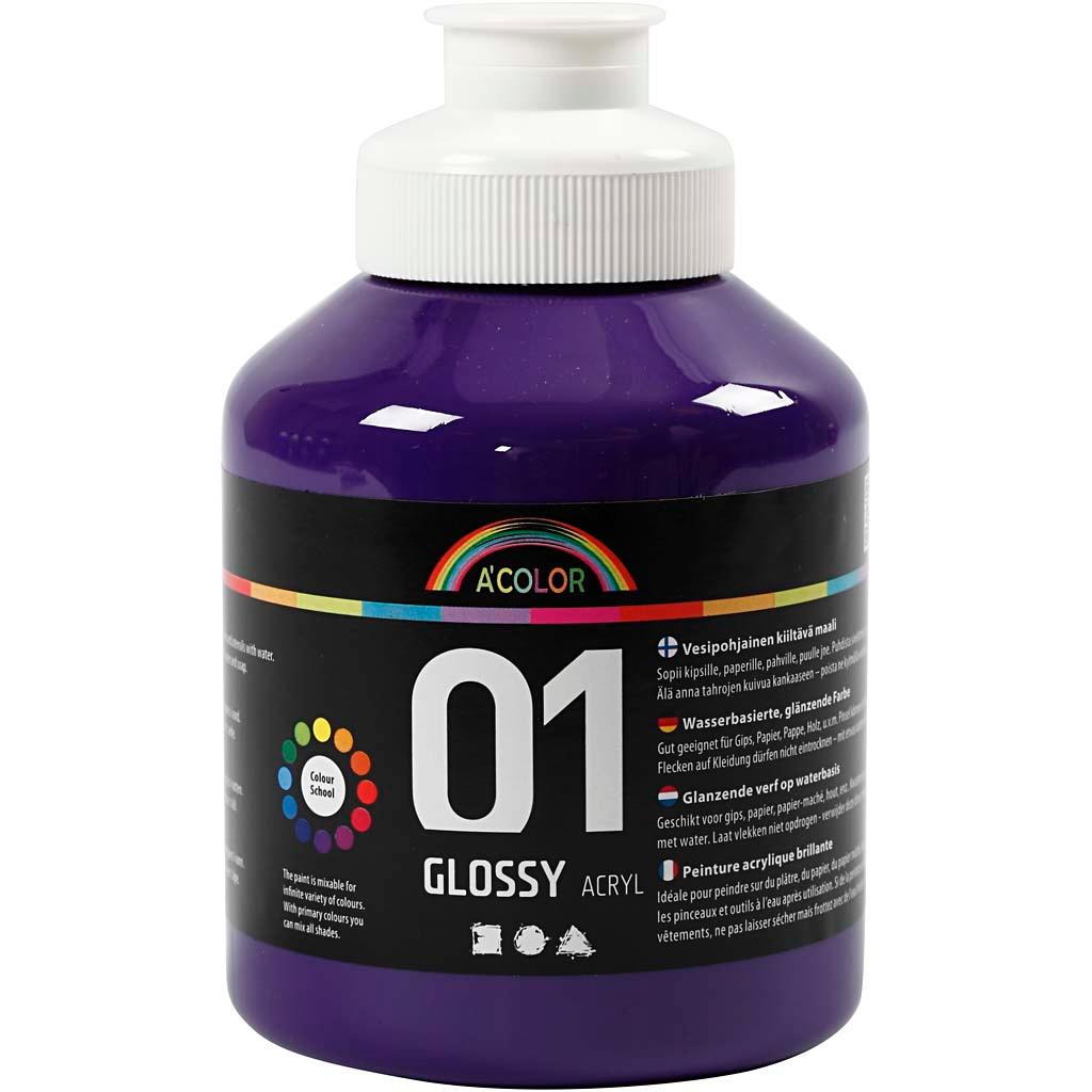 Acolor Glossy Acrylic Paint, Violet, 01 Glossy, 500 ml CC32022