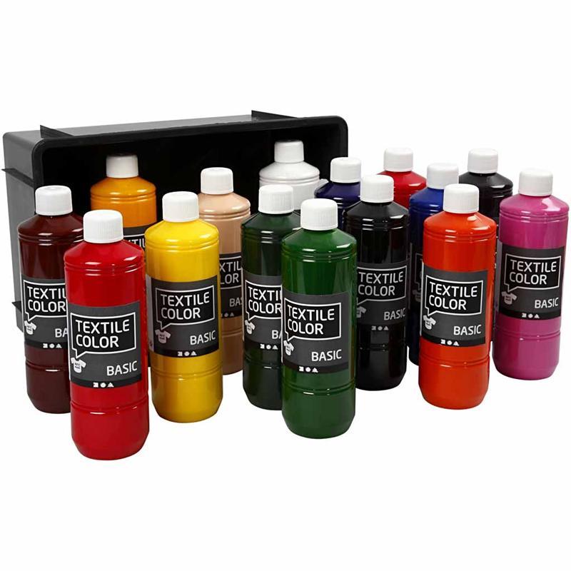Textile Color Assortment, Asstd Colors, Basic Colors, 15x500 ml