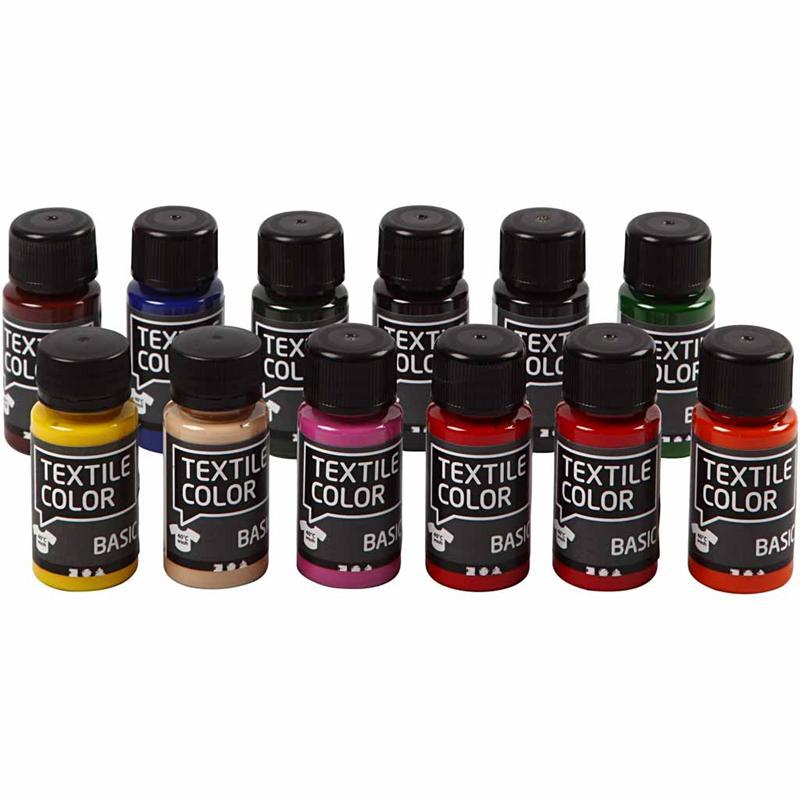 Textile Color Assortment, Basic Colors, 12x50 ml CC34160 Craftsuprint