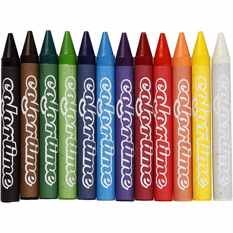 Colortime Crayons, Thickness 11 mm, Asstd Colors, 12 Asstd CC38137