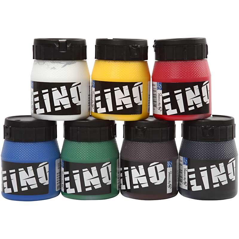 Block Printing Ink, Asstd Colors, 7x250 ml CC38219 Craftsuprint