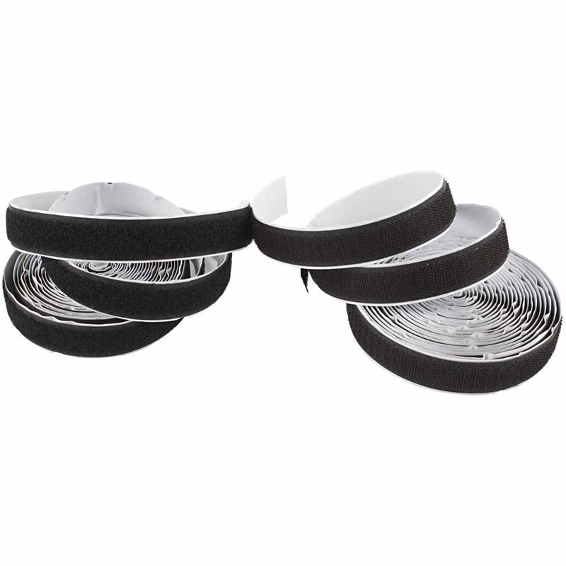 Velcro Hook & Loop, W 20 mm, Black, Selfadhesive, 5 m CC41021