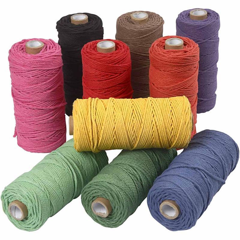 Cotton Twine, 120 m, Strong Colours, Thick Quality 12/36, 10x250 g