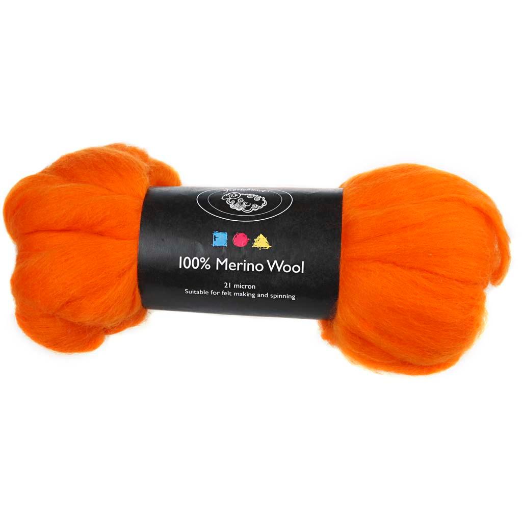 Merino Wool, 21 Micron, Orange, South Africa, 100 g CC46018