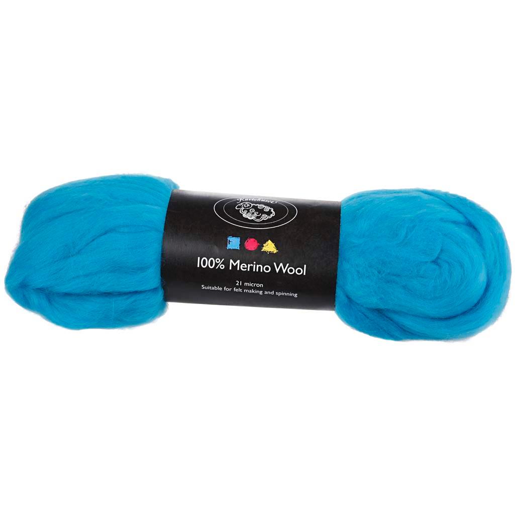 Merino Wool, 21 Micron, Turquoise, South Africa, 100 g CC46033
