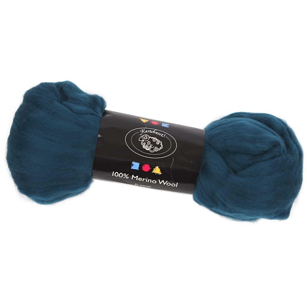 Merino Wool, 21 Micron, Bluegreen, South Africa, 100 g CC46035