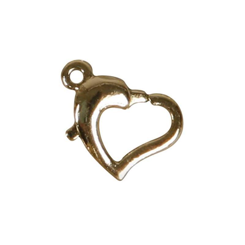 Heart Lobster Clasps, 12 mm, Goldplated, Gp, 25 pc CC60036
