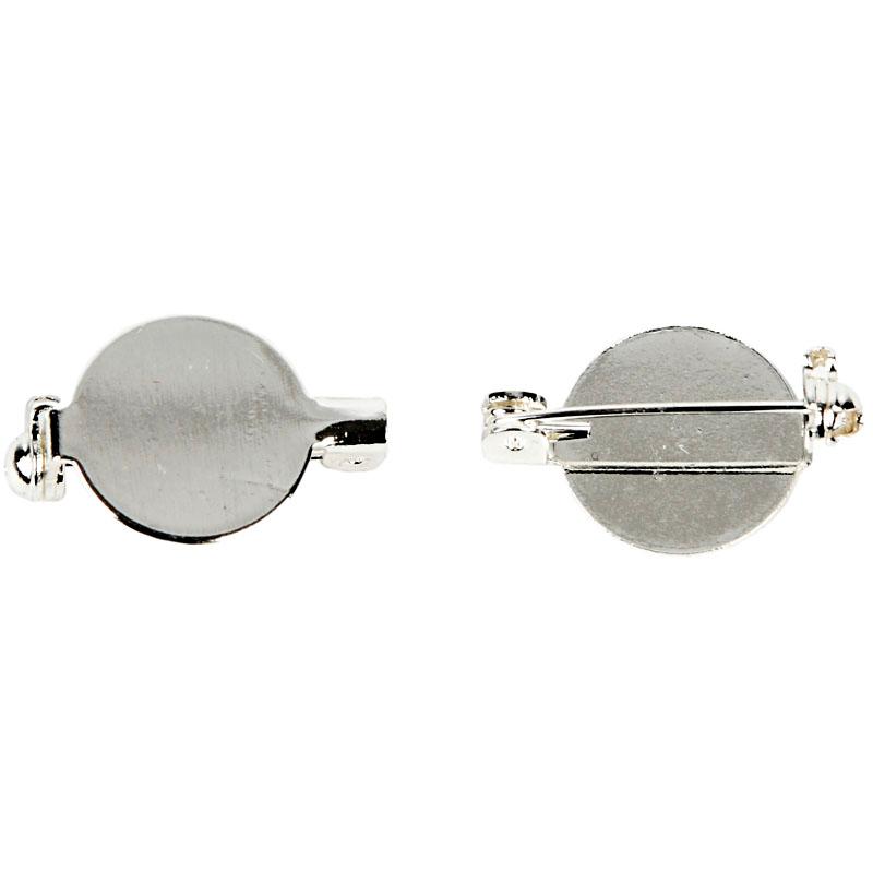 Brooch Backs, 20 mm, Silverplated, Sp, 5 pc CC600770 Craftsuprint