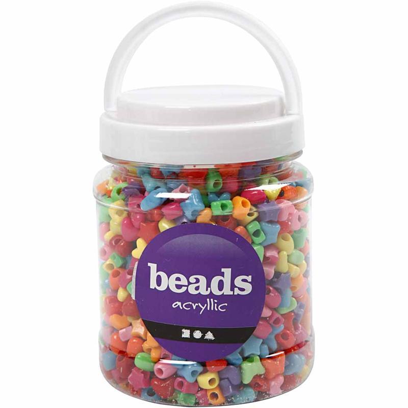 Novelty Shape Plastic Beads, 10 mm, Asstd Colors, 400 g, 700 ml