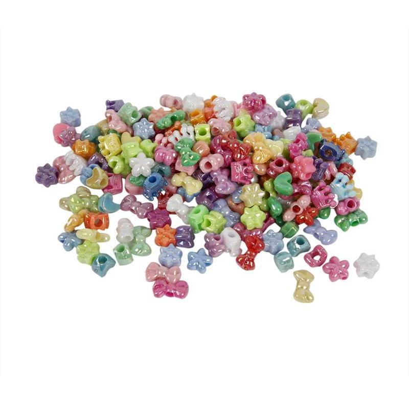 Novelty Shape Plastic Beads, 10 mm, Asstd Colors, 380 Gr, 700 ml