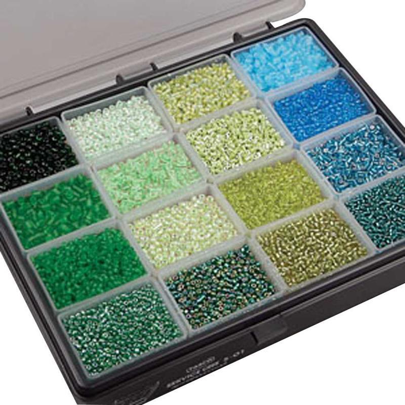 Rocaille Seed Beads Assortment, 0,91,2 mm, Gren/turquoise Harmony, Storage Box Not Included