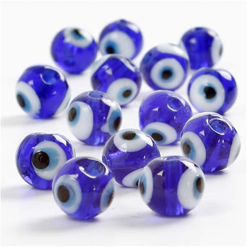 Eye Beads, 10 mm, Blue, 40 cm CC69909 Craftsuprint