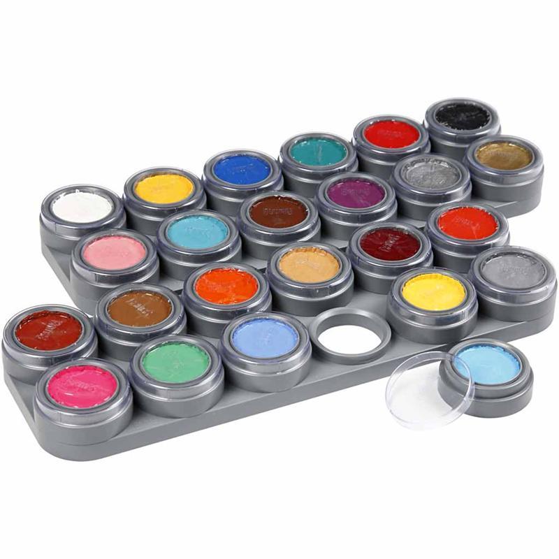 Waterbased Face Paint Palette, Asstd Colors, 24 Colors of 2,5 ml, 24x2