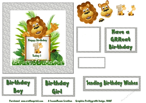 Lion 1st Birthday Sheet - CUP746235_4063 | Craftsuprint