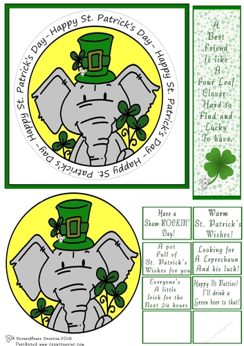 St Patricks Day Elephant Circle Quick Card - CUP955010_4063 | Craftsuprint