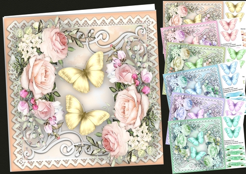 6, Floral Roses and Butterflys Card fronts - CUP1025083_1398 | Craftsuprint