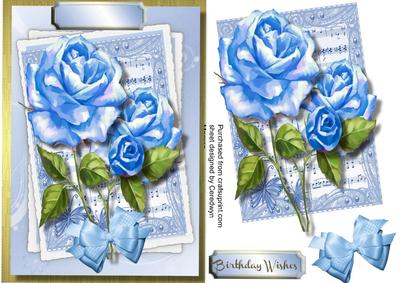 Lovely Blue Roses on Sheet Music - CUP636023_1398 | Craftsuprint