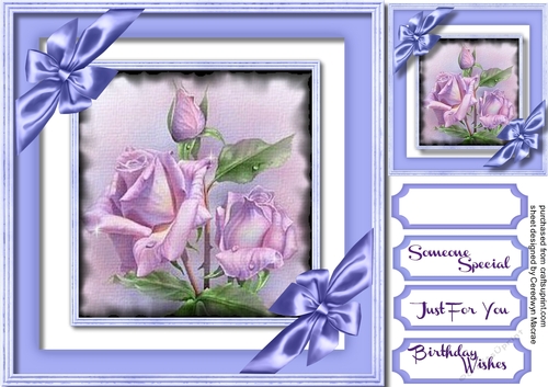 Lilac Ribbon Roses Beautiful Lilac Roses and Ribbon Bows - CUP798504_1398 | Craftsuprint
