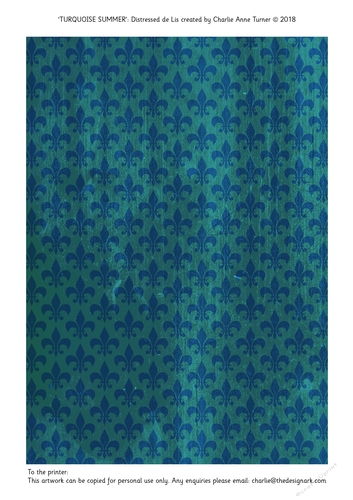 Distressed de Lis Turquoise Backing Paper - CUP878057_89503 | Craftsuprint