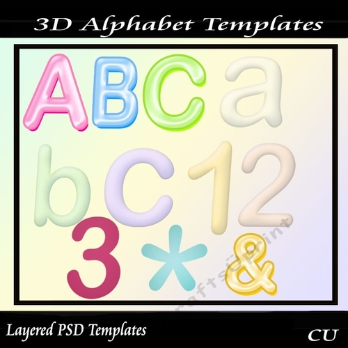 3D Alphabet Templates PSD CUP1043431_2232 Craftsuprint