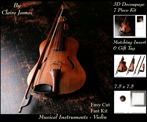 Musical Instruments - Violin - 3D Decoupage + Insert & Tag - CUP716600 ...