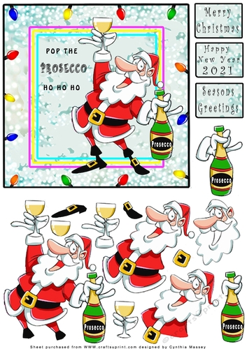 Pop The Prosecco Ho Ho Ho - Decoupage - CUP1059379_3367 | Craftsuprint