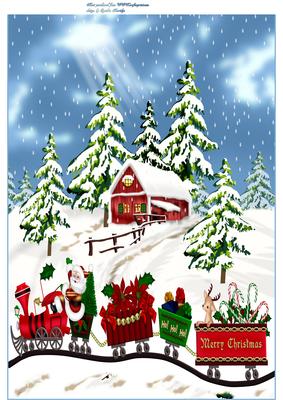 A4 Christmas Santa Train - CUP354228_452 | Craftsuprint