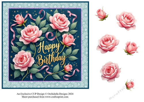 Blue Rose Ribbon Birthday - CUP1346524_1459 | Craftsuprint