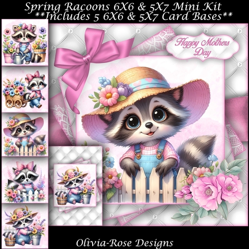 Spring Raccoon Pattern Spring Racoons Mini Kit - CUP1290556_104105 | Craftsuprint