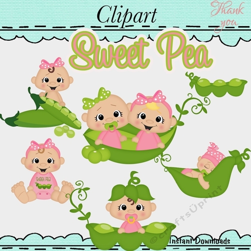 Sweet Peas Baby Girls Clip Art CUP1003463_43589 Craftsuprint