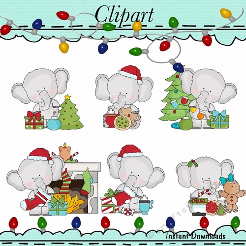 The Elephants Christmas Morning Clip Art CUP840461_43589 Craftsuprint